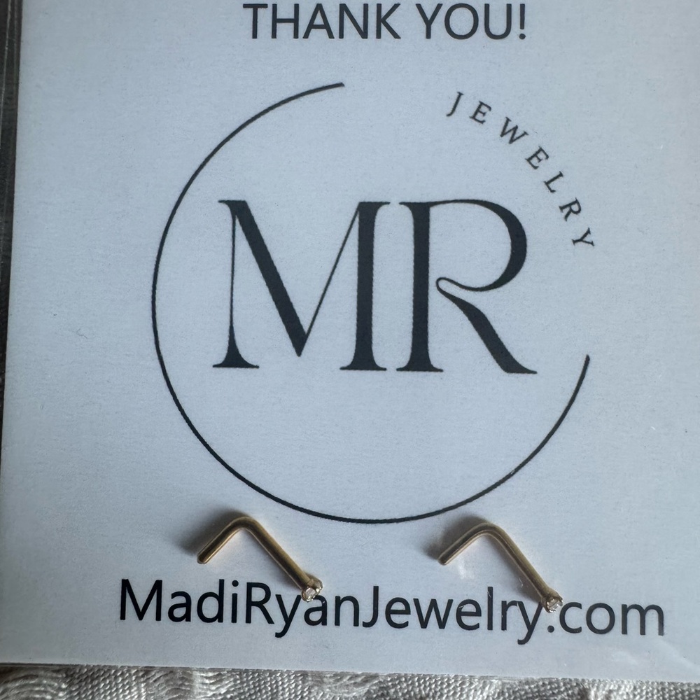 Gold nose stud with rhinestone